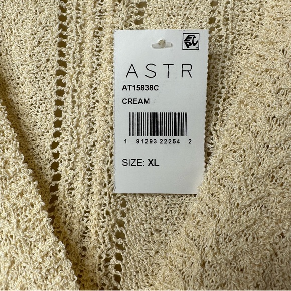 ASTR the Label Sweater Women’s Pointelle Mock Wrap Ribbed Hem Knit Cream Size XL - Picture 8 of 14